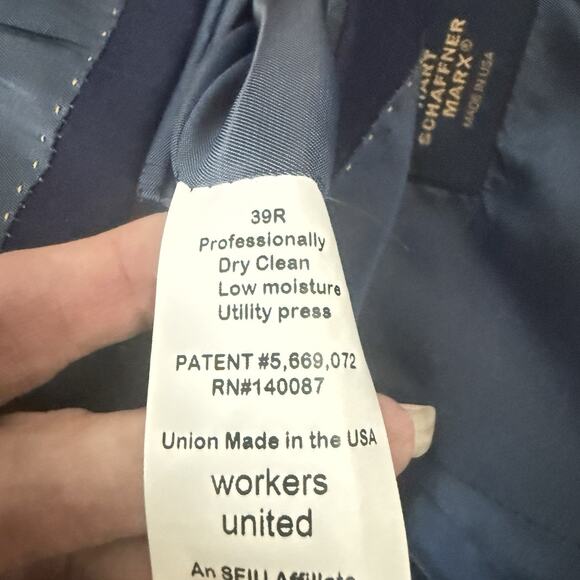 Hart Schaffner Marx Suit Mens 39 Wool Blend Window Pane Blazer Pants Union USA - Picture 6 of 16